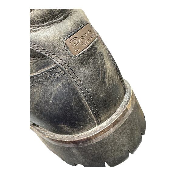 Polo Ralph Lauren 13 D Wolcott Buckle Brown Leather Biker Boots Outdoor Active - Picture 11 of 13